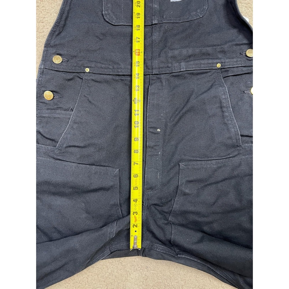 Carhartt Overalls Mens 34x36 Black Relaxed Fit Duck Canvas Bib Utility Workwear - Picture 12 of 16